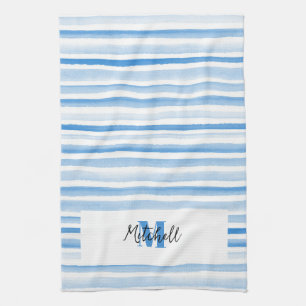 PERSONALISIERTES BLAUE WATERCOLOR Badetuch Geschirrtuch
