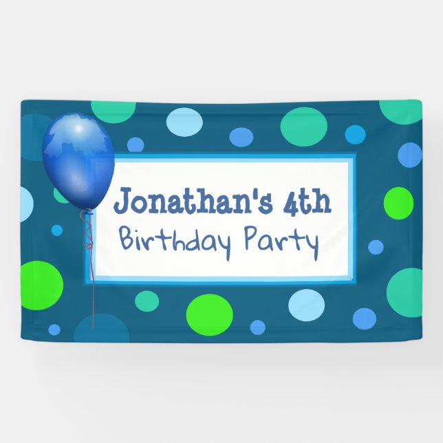 Personalisiertes Blauer Geburtstagsbanner Banner (Horizontal)