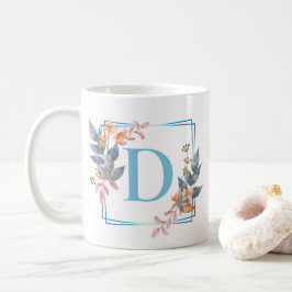 Personalisiertes blauer Quadratzoll Monogramm Kaffeetasse