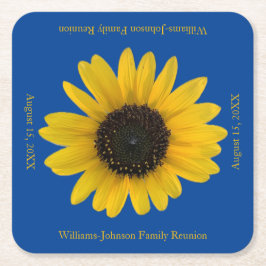 Personalisiertes Blauer Sonnenblumenereignis Rechteckiger Pappuntersetzer