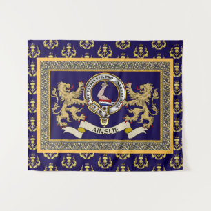 Personalisiertes blaues Ainslie-Clan-Abzeichen Wandteppich