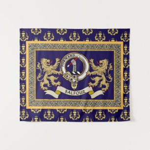 Personalisiertes blaues Balfour-Clan-Abzeichen Wandteppich