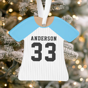 Personalisiertes blaues Baseball-Trikot Ornament