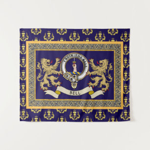 Personalisiertes Blaues Bell-Clan-Abzeichen Wandteppich