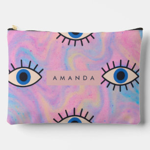 Personalisiertes Blaues Böse-Augen-Pop-Art auf Pas Zubehörtasche