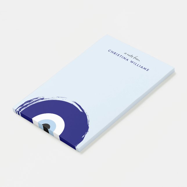 Personalisiertes Blaues Böser Blick Schutzsymbol Post-it Klebezettel (angewinkelt)