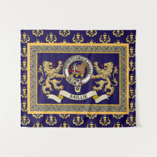 Personalisiertes blaues Clan-Abzeichen Baillie Wandteppich