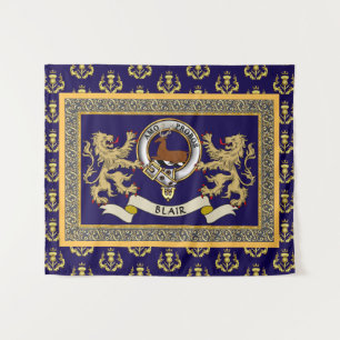 Personalisiertes blaues Clan-Abzeichen von Blair Wandteppich