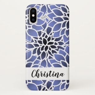 Personalisiertes blaues Dahlia-Blumenmuster Case-Mate iPhone Hülle