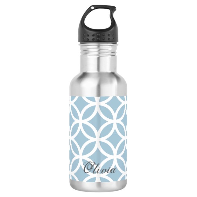 Personalisiertes blaues Diamantmuster Edelstahlflasche (Vorderseite)