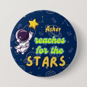 Personalisiertes Blaues Erreiche-die-Sterne-Affirm Button