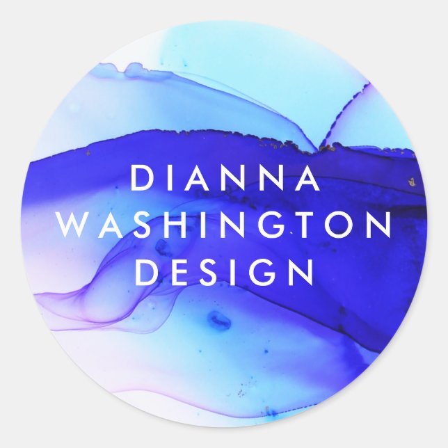 Personalisiertes blaues Farbfeld Runder Aufkleber (Vorderseite)