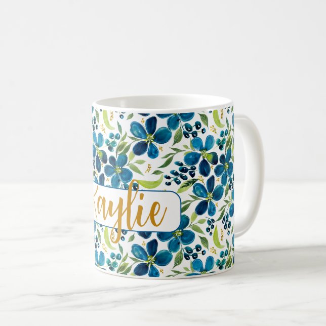 Personalisiertes blaues Flair Kaffeetasse (VorderseiteRechts)