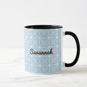 Personalisiertes blaues Fliesenmuster Hübsch Boho Tasse