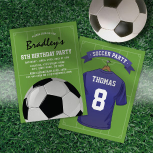 Personalisiertes blaues Fußballtrikot Geburtstag Einladung