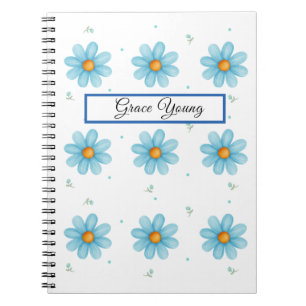 Personalisiertes Blaues Gänseblümchen-Notizbuch mi Notizblock