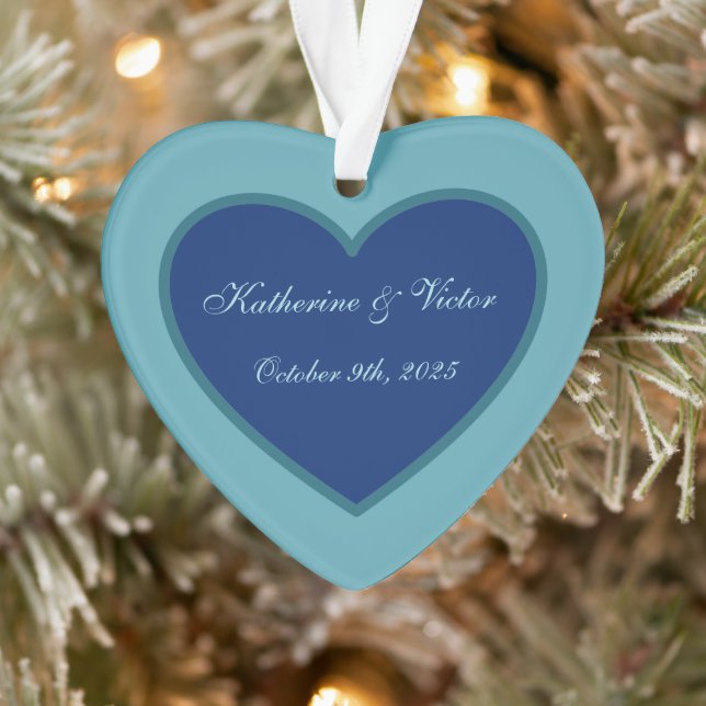 Personalisiertes blaues Herz Ornament (Baum)