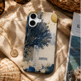 Personalisiertes blaues Korallenmotiv iPhone 16 Hülle