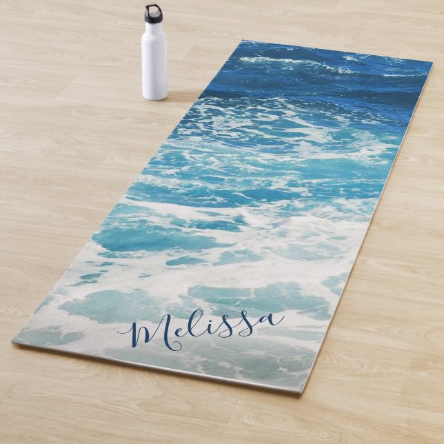 Personalisiertes blaues Meer und Wellen Yogamatte (Beispiel)