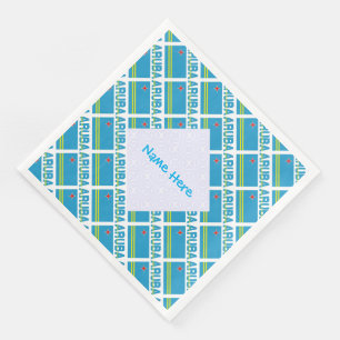 Personalisiertes blaues Namens Aruba-Flagge gekach Serviette