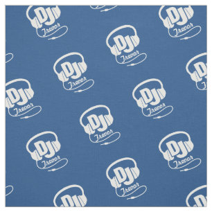 Personalisiertes blaues Namensgewebe DJ-Kopfhörer Stoff