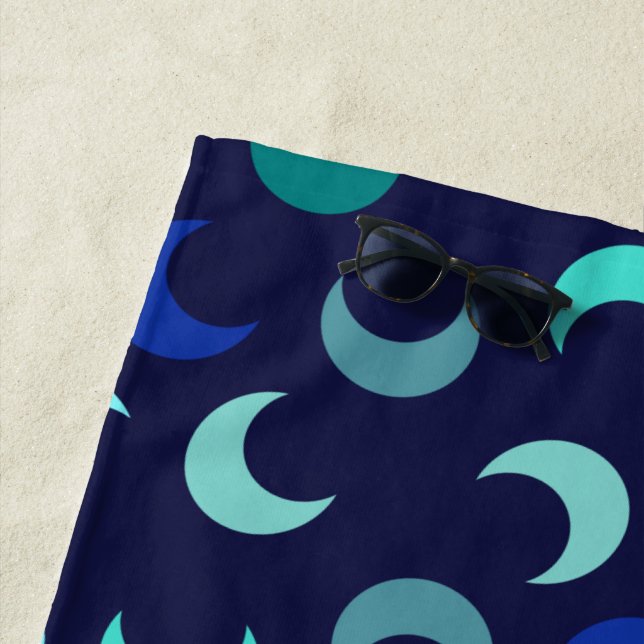 Personalisiertes blaues Neonmoon-Muster Strandtuch (Beispiel)