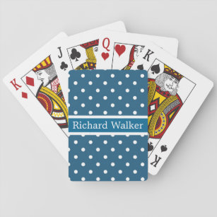 Personalisiertes blaues Polka Dots Muster Spielkarten