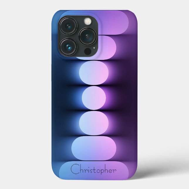 Personalisiertes blaues Radial Texture iPhone 15 Case-Mate iPhone Hülle (Rückseite)