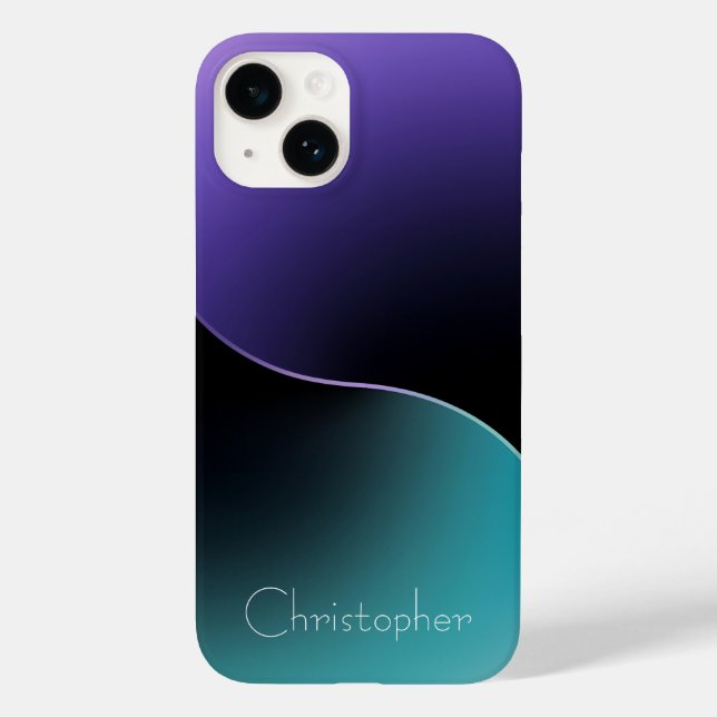 Personalisiertes blaues Radial Texture iPhone 15 Case-Mate iPhone Hülle (Rückseite)