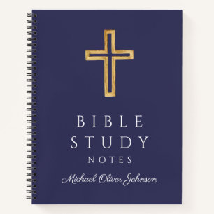 Personalisiertes blaues religiöses Kreuz der Marin Notizbuch