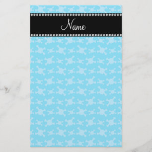 Personalisiertes blaues Schädelnamensmuster Briefpapier