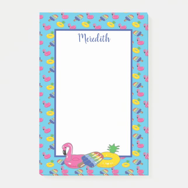 Personalisiertes blaues Schwimmbad Schwimmbad Gemu Post-it Klebezettel (Vorderseite)