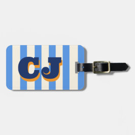 Personalisiertes blaues Streifenmonogramm, benutze Gepäckanhänger