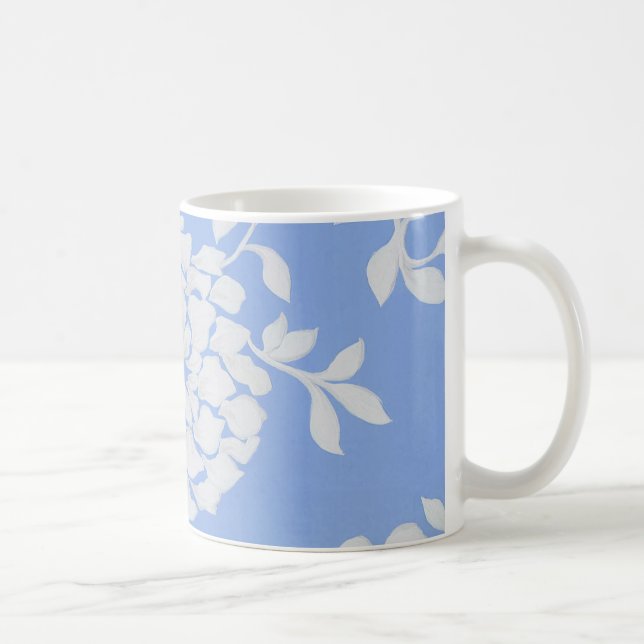 Personalisiertes blaues und weißes Blumenmuster Tasse (Rechts)