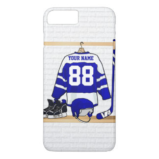 Personalisiertes blaues und weißes Eis-Hockey Case-Mate iPhone Hülle