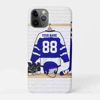 Personalisiertes blaues und weißes Eis-Hockey Case-Mate iPhone Hülle