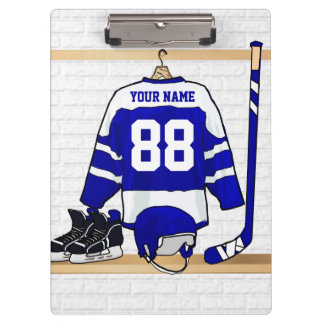 Personalisiertes blaues und weißes Eis-Hockey Klemmbrett