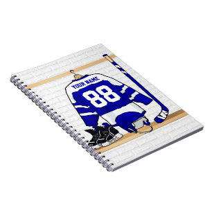 Personalisiertes blaues und weißes Eis-Hockey Notizblock