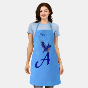 Personalisiertes Blaues-Vogel-Monogramm Initiale A Schürze