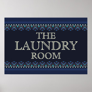 Personalisiertes blaues Wäschezimmer-Schild Poster