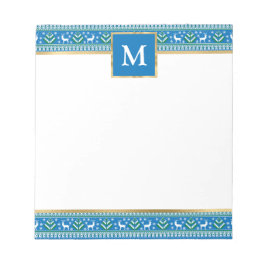 Personalisiertes blaues Weihnachten Fair Isle Notizblock
