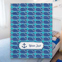 Personalisiertes blaues Whale-Preppy-Muster Fleecedecke
