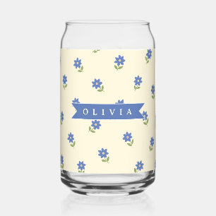 Personalisiertes blaues Wildblumen-Muster Namensge Dosenglas