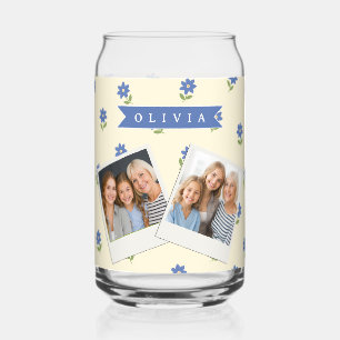Personalisiertes blaues Wildblumenmuster Namensges Dosenglas