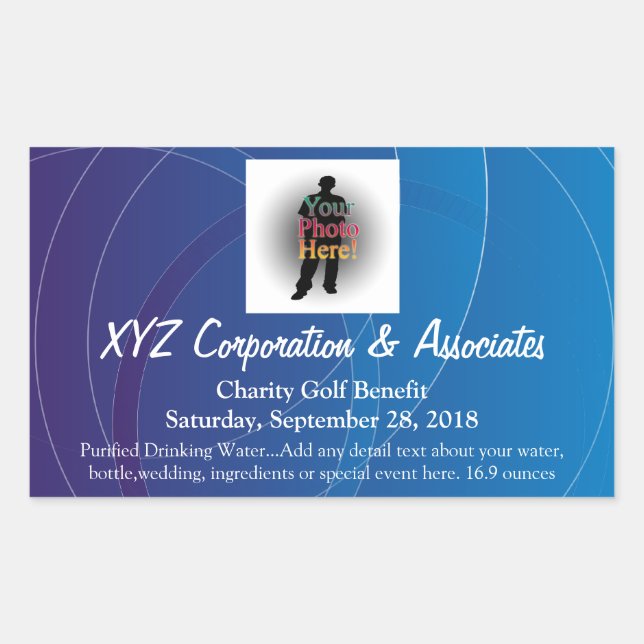 Personalisiertes blaues wirbelfarbenes Wasser Flas Rechteckiger Aufkleber (Vorderseite)