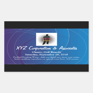 Personalisiertes blaues wirbelfarbenes Wasser Flas Rechteckiger Aufkleber