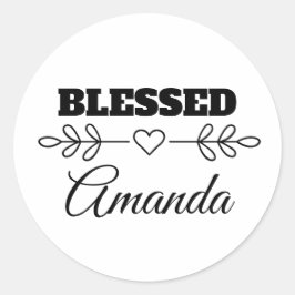 Personalisiertes BLESSED Christliches Herz Runder Aufkleber