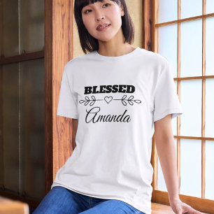 Personalisiertes BLESSED Christliches Herz T-Shirt