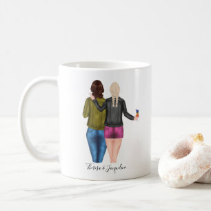 Personalisiertes Blonde Brünett Beste Freunde Kaffeetasse