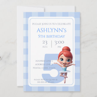 Personalisiertes Blue Ballerina Dance Party Geburt Einladung